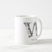 Moderne letter W Monogram naam Koffiemok (Voorkant rechts)