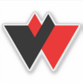Moderne Letter W Monogram Sticker (Voorkant)