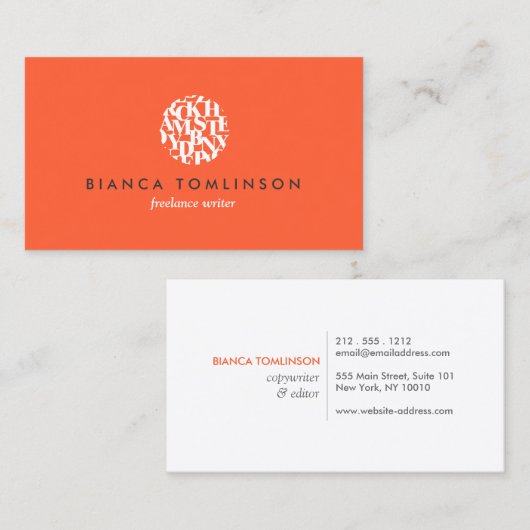 Moderne Letterform Logo V voor auteurs en schrijve Visitekaartje (Voorkant / Achterkant)