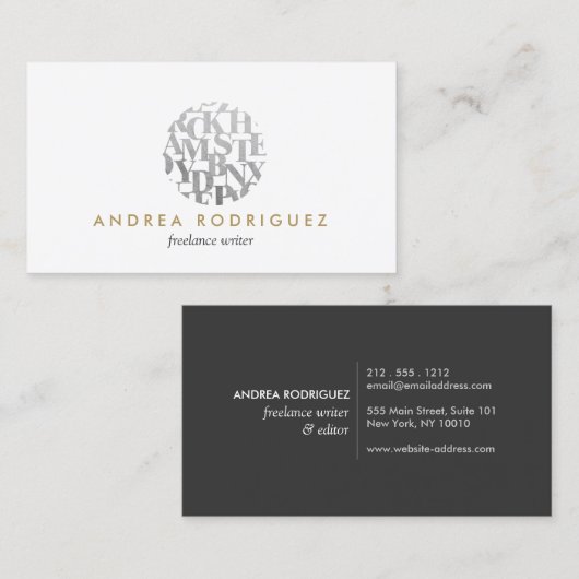 Moderne Letterform Logo voor auteurs en schrijvers Visitekaartje (Voorkant / Achterkant)