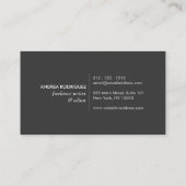 Moderne Letterform Logo voor auteurs en schrijvers Visitekaartje (Achterkant)