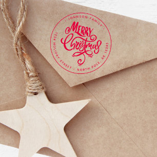 Moderne Lettering Prettig Kerstfeest Zelfinktende Stempel