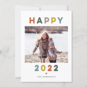 Moderne Letters Gelukkig Nieuwjaar 2022 Fotokaart Feestdagenkaart