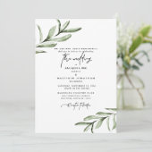 Moderne lettertype Simple Foliage Wedding Kaart (Staand voorkant)