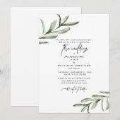 Moderne lettertype Simple Foliage Wedding Kaart (Voorkant / Achterkant)