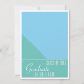 Moderne lettertype turquoise blauwe afstudeerfoto kaart (Achterkant)