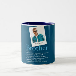 Moderne leuk broer definitie foto blauw tweekleurige koffiemok