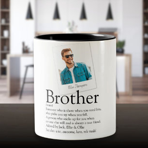 Moderne leuk broer definitie foto tweekleurige koffiemok
