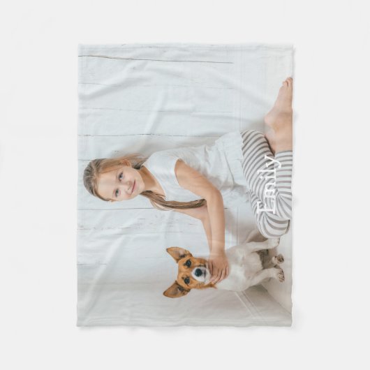 Moderne Leuk Gepersonaliseerde Fotonaam Fleece Deken (Voorkant)