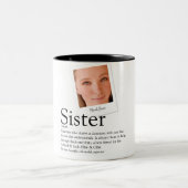 Moderne leuk zus definitie foto tweekleurige koffiemok (Center)