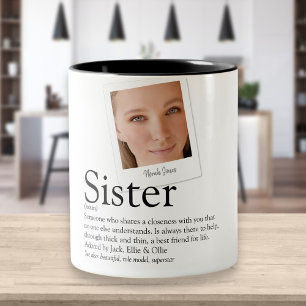 Moderne Leuk Zuster Definitie Foto Tweekleurige Koffiemok