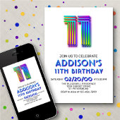 Moderne Leuke 11e Verjaardag uitnodiging