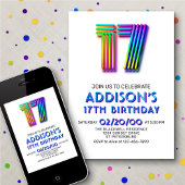 Moderne Leuke 17e Verjaardag uitnodiging