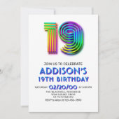 Moderne Leuke 19e Verjaardag uitnodiging (Voorkant)