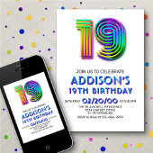 Moderne Leuke 19e Verjaardag uitnodiging