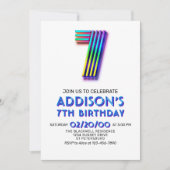 Moderne Leuke 7e Verjaardag uitnodiging (Voorkant)