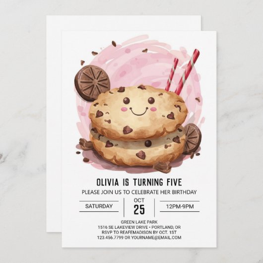 Moderne Leuke Aangepaste Cookies Verjaardag Kaart (Voorkant / Achterkant)