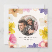 Moderne leuke Bloemen Foto Valentijnsdag kaart (Voorkant)