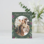 Moderne Leuke Botanicals Foto Gelukkig Feestdagenkaart (Staand voorkant)