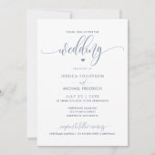 Moderne Leuke Bruiloft Typografie Dusty Blue Kaart (Voorkant)
