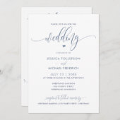 Moderne Leuke Bruiloft Typografie Dusty Blue Kaart (Voorkant / Achterkant)