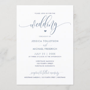 Moderne Leuke Bruiloft Typografie Dusty Blue Kaart