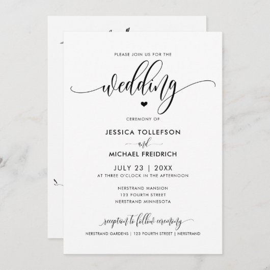 Moderne Leuke Bruiloft Typografie Kalligrafie Kaart (Voorkant / Achterkant)