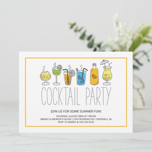 Moderne leuke cocktailparty kaart (Staand voorkant)