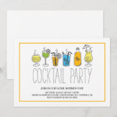 Moderne leuke cocktailparty kaart (Voorkant / Achterkant)