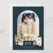 Moderne Leuke Dieren Boog Foto Kerstmis | Marine Feestdagenkaart (Voorkant)