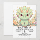 Moderne leuke dinosaurus digitale verjaardag kaart (Voorkant / Achterkant)