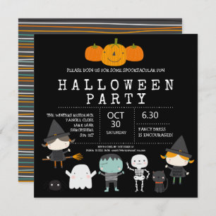 Moderne leuke familie Halloween party Invitation Kaart