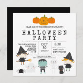 Moderne leuke familie Halloween party Invitation Kaart (Voorkant / Achterkant)
