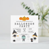 Moderne leuke familie Halloween party Invitation Kaart (Staand voorkant)