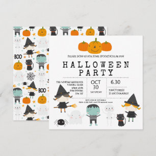 Moderne leuke familie Halloween party Invitation Kaart