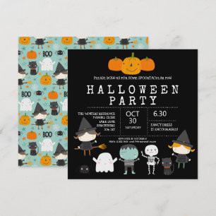 Moderne leuke familie Halloween party Invitation Kaart
