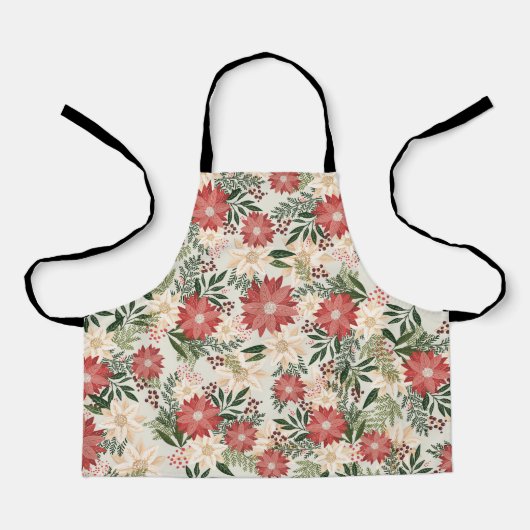 Moderne Leuke Feestelijke Kerstmis Poinsettia Vaka Schort (Voorkant)