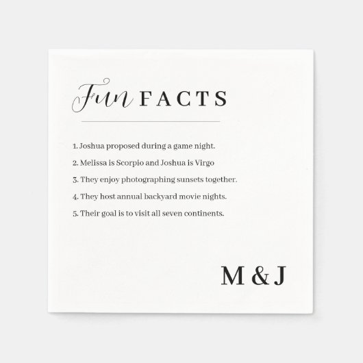 Moderne Leuke Feiten Trouwen Servet (Voorkant)