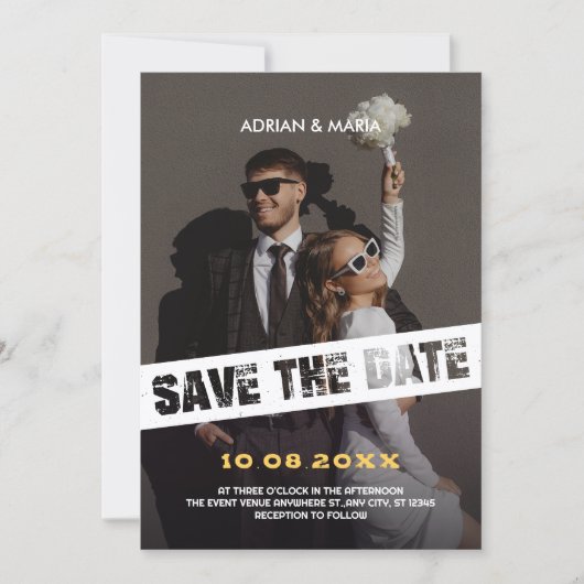 Moderne leuke foto bruiloft save the date (Voorkant)