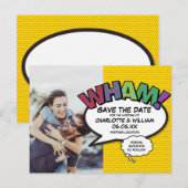 Moderne Leuke Foto Kleurrijke WHAM Save the Date Aankondigingskaart (Voorkant / Achterkant)