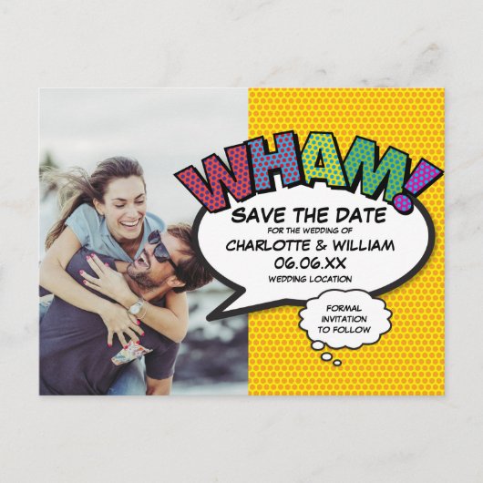 Moderne Leuke Foto Kleurrijke WHAM Save the Date Aankondigingskaart (Voorkant)