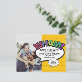 Moderne Leuke Foto Kleurrijke WHAM Save the Date Aankondigingskaart (Staand voorkant)