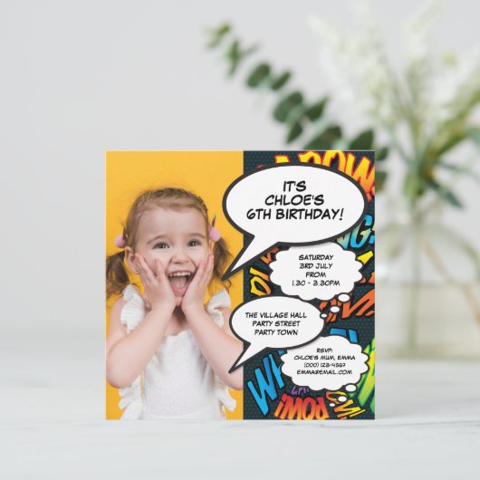 Moderne Leuke Foto Verjaardagsfeest Kaart (Staand voorkant)