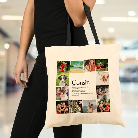 Moderne leuke fotocollage neef definitie tote bag