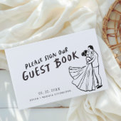 Moderne leuke funky retro bruiloft gastenboek