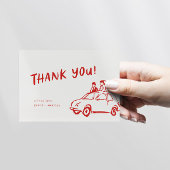 Moderne leuke funky retro rode bruiloft bedankkaart