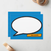 Moderne leuke gepersonaliseerde strip spraakballon notitiekaartje (Voorkant / Achterkant in situ)