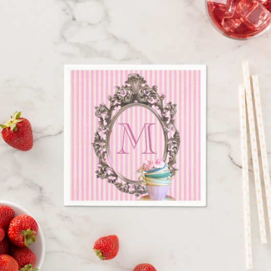 Moderne leuke girly strepen partij monogram servetten (Insitu)