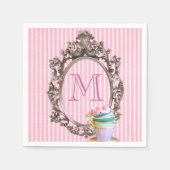 Moderne leuke girly strepen partij monogram servetten (Voorkant)