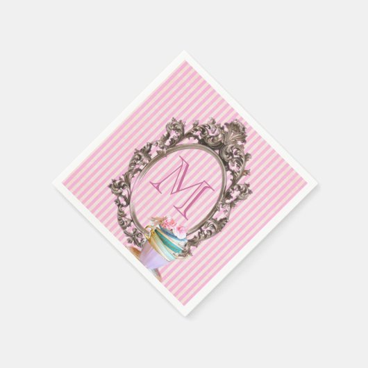 Moderne leuke girly strepen  partij monogram servetten (Hoek)